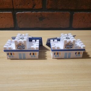 Pair of White Castle Christmas Ornaments